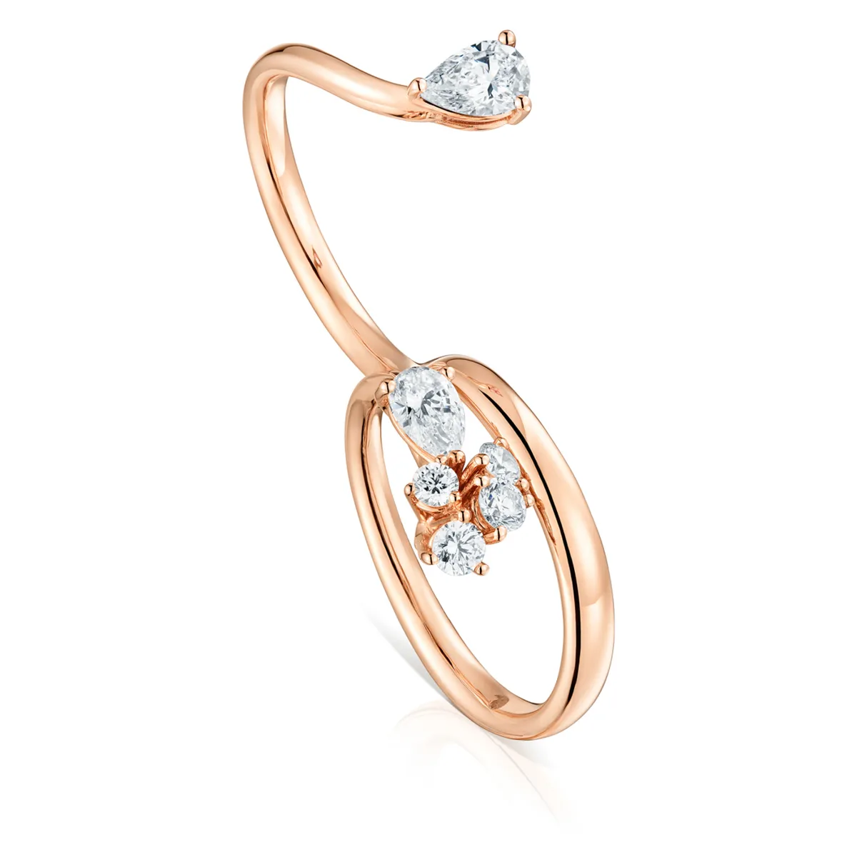A rose gold open cuff ring set with clear stones · Jewellery photography, TimeLäB Studio Barcelona