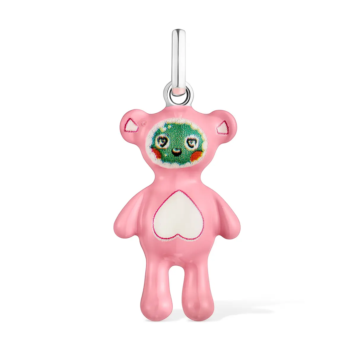 Pink teddy bear pendant with a heart · Jewellery photography, TimeLäB Studio Barcelona