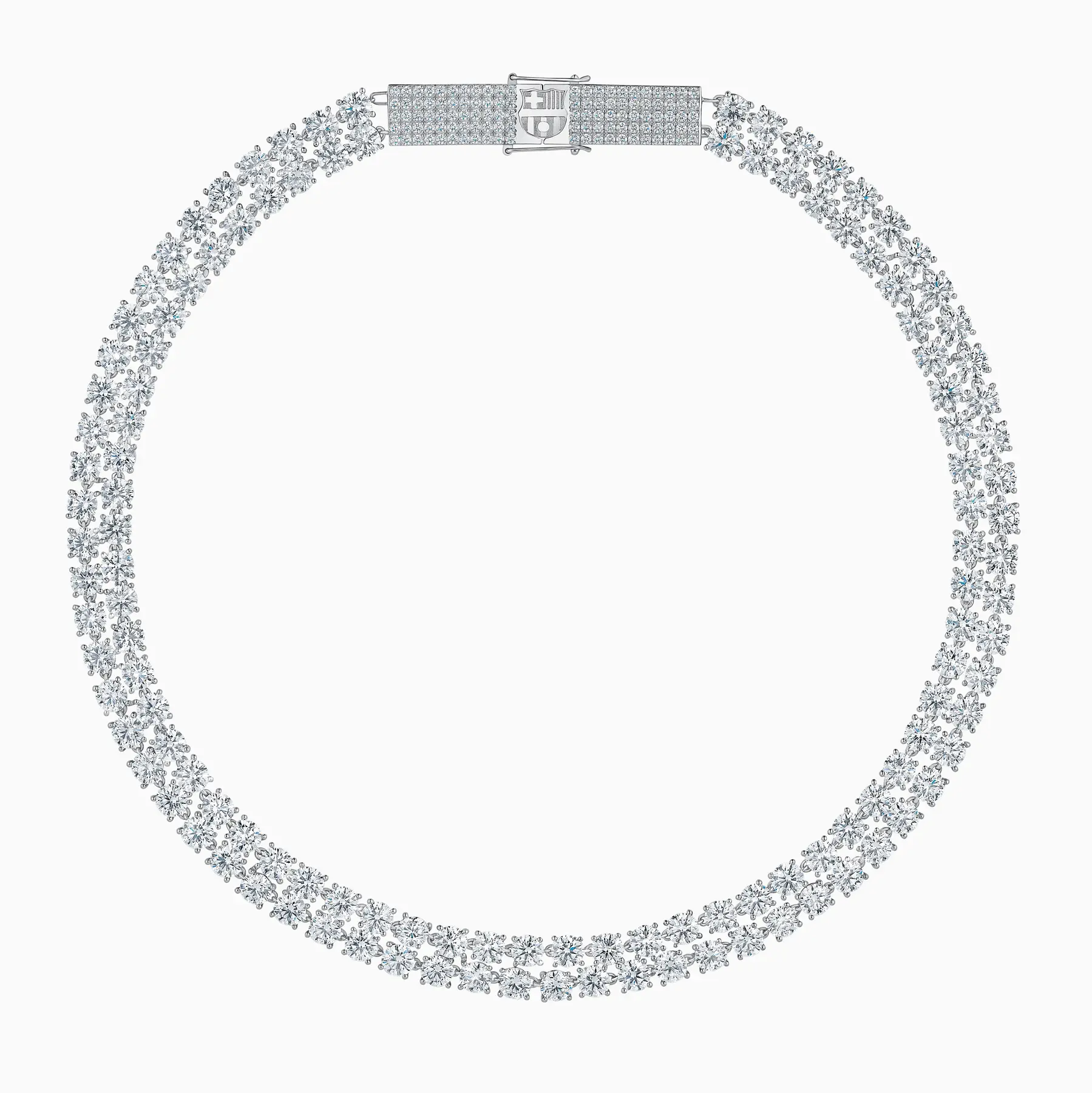 A diamond rivière necklace laid out in a circle · Jewellery photography, TimeLäB Studio Barcelona