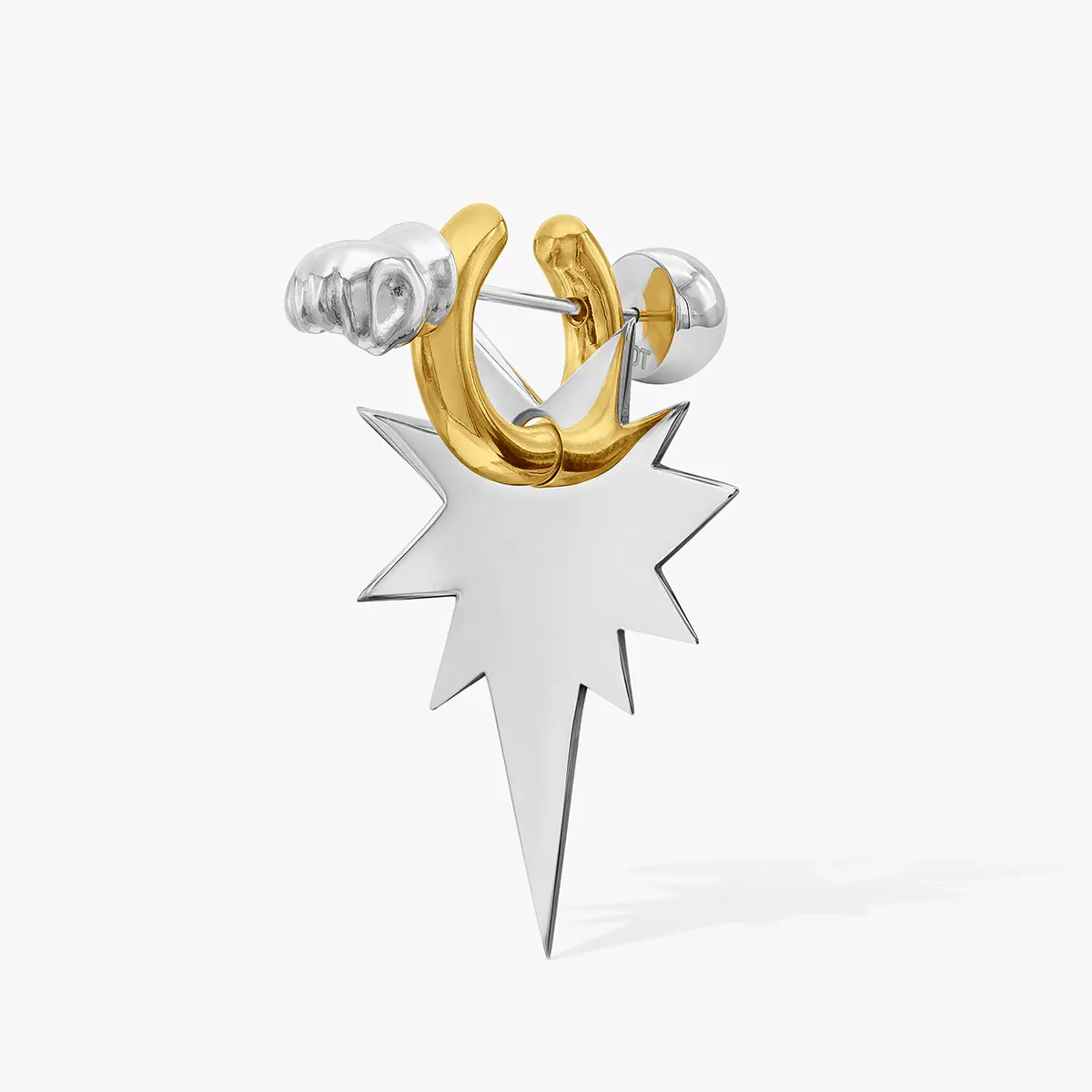 Silver star pendant with a gold detail · Jewellery photography, TimeLäB Studio Barcelona
